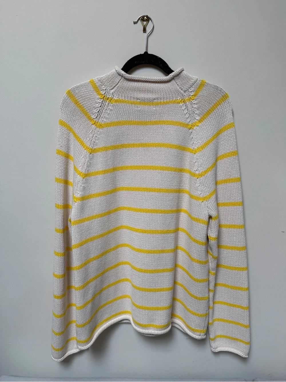 J. Crew Rollneck Sweater Cream with Yellow Stripes